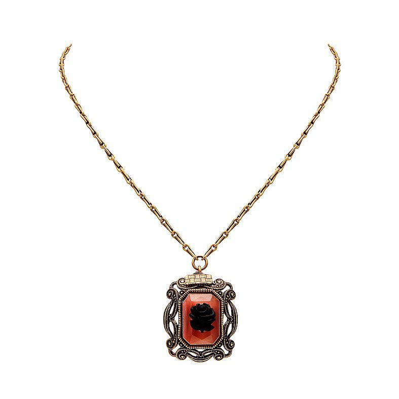 collier rétro pendentif vert
