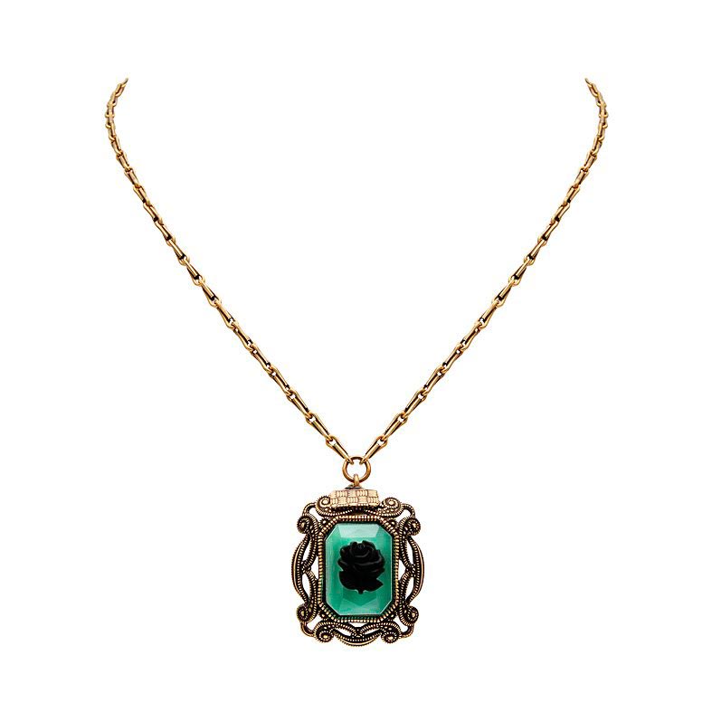 collier vintage pendentif rose