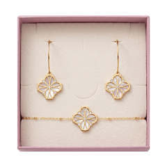 Coffret boucles et Bracelet Nouveau Charm doré