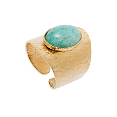 Bague texturée XXL amazonite (plaqué or), Viadoli