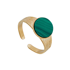 Bague pierre ronde malachite (plaqué or), Viadoli