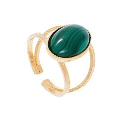Bague double pierre ovale (malachite)