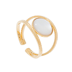 Bague double pierre ronde (nacre)