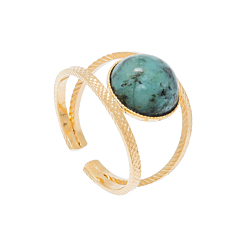 Bague double pierre ronde (jaspe africain)