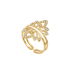 Bague ouverte couronne et zircon (doré)