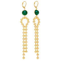 Boucles pendantes agate verte (plaqué or)