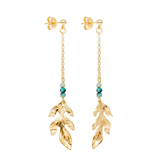 Boucles feuilles pendantes jaspe (plaqué or)