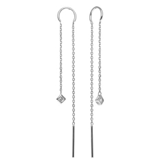 Boucles fines pendantes losange et zircon