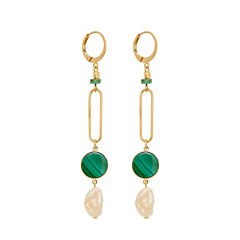 Mini créoles longues multi pendentifs (malachite), Viadoli