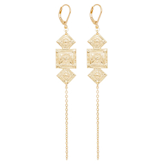 Boucles pendantes chaînes ethniques (plaqué or)