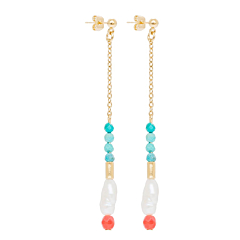 Boucles pendantes chaîne perles (amazonite)