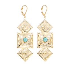 Boucles pendantes ethniques (amazonite)