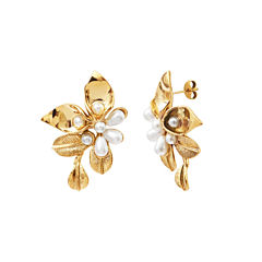 Boucles d'oreilles breloques feuilles (nacre), Siloé