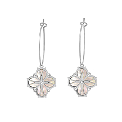 Boucles Trèfle Nouveau Charme nacre blanche acier