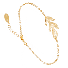Bracelet chaîne classique et feuille (plaqué or)