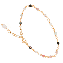 Bracelet perles fines tourmaline (doré)