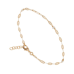 Bracelet fin chaîne et perles (plaqué or), By Jollia