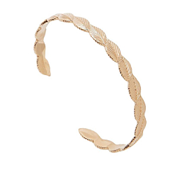 Bracelet jonc feuille (plaqué or)