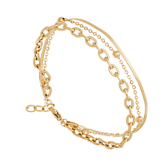 Bracelet multirangs maillons et snake (doré), Siloé Paris