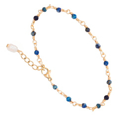 Bracelet perles fines lapis lazuli (doré)