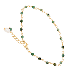 Bracelet perles fines turquoise africaine (doré)