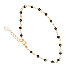 Bracelet perles fines noires doré