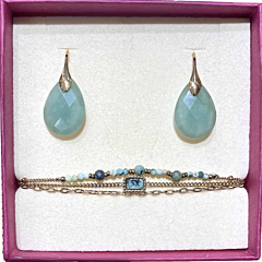 Coffret bracelet et boucles d'oreilles roue zircon (doré)