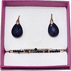 Coffret bracelet et boucles gouttes noires