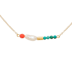 Collier multi pierres (turquoise/corail)
