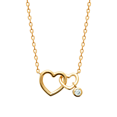 Collier Double Battement de Coeur Plaqué Or