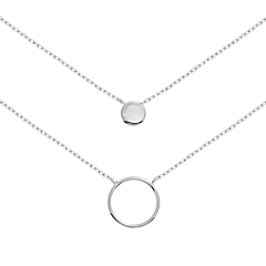 Collier double rangs anneau (argent)