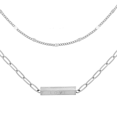 Collier 2 rangs maillons et talisman (argenté), Siloé