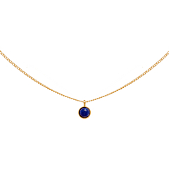 Collier pendentif rond bleu (plaqué or)