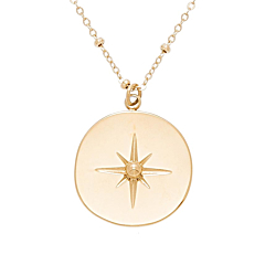 Collier médaille étoile chaine perlée (doré)