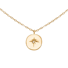 Collier mini médaille étoile zircons (doré), Siloé