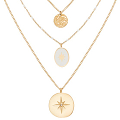 Collier multirangs médailles étoiles (blanc), Siloé