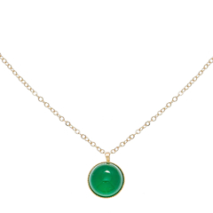 Collier pendentif pierre ronde (agate verte)