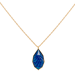 Collier pierre bleu ovale (plaqué or)