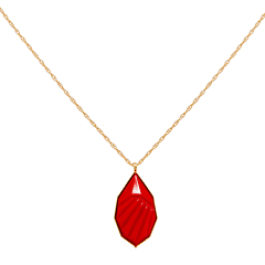 Collier pierre corail ovale (plaqué or)