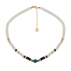 Collier surfer disques pépite (apatite), Zag bijoux
