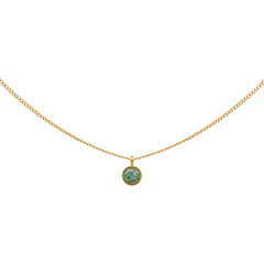 Collier pendentif rond vert (plaqué or)