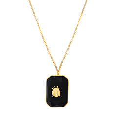 Collier scarabée sur pierre noire