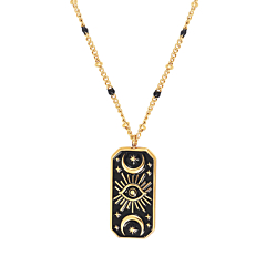 Collier plaque black talisman œil