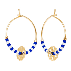 Créoles blanc/bleu (plaqué or)