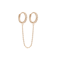 Double créole zircons chaîne (plaqué or)