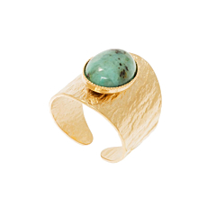 Bague texturée XXL jaspe africaine (plaqué or), Viadoli