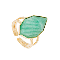 Bague graphique jade (plaqué or)