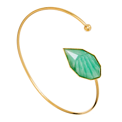 Bracelet jonc pierre vert (plaqué or)