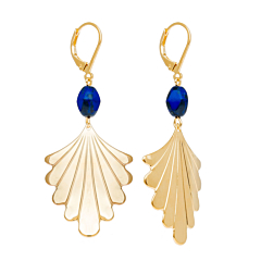 Mini créoles pendantes jade (plaqué or)