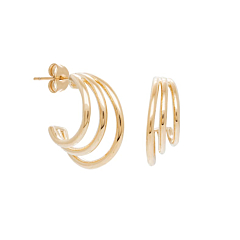 Mini créoles triple (plaqué or), By Jollia